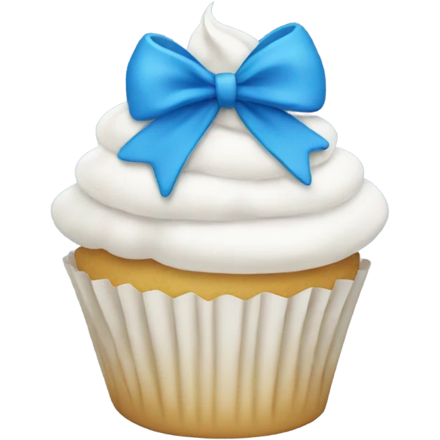 White cupcake with blue bow emoji