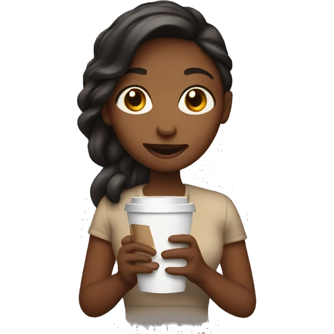 Girl holding coffee emoji