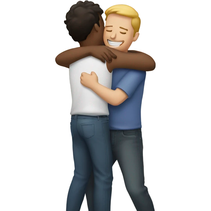 Four white male friends hug emoji