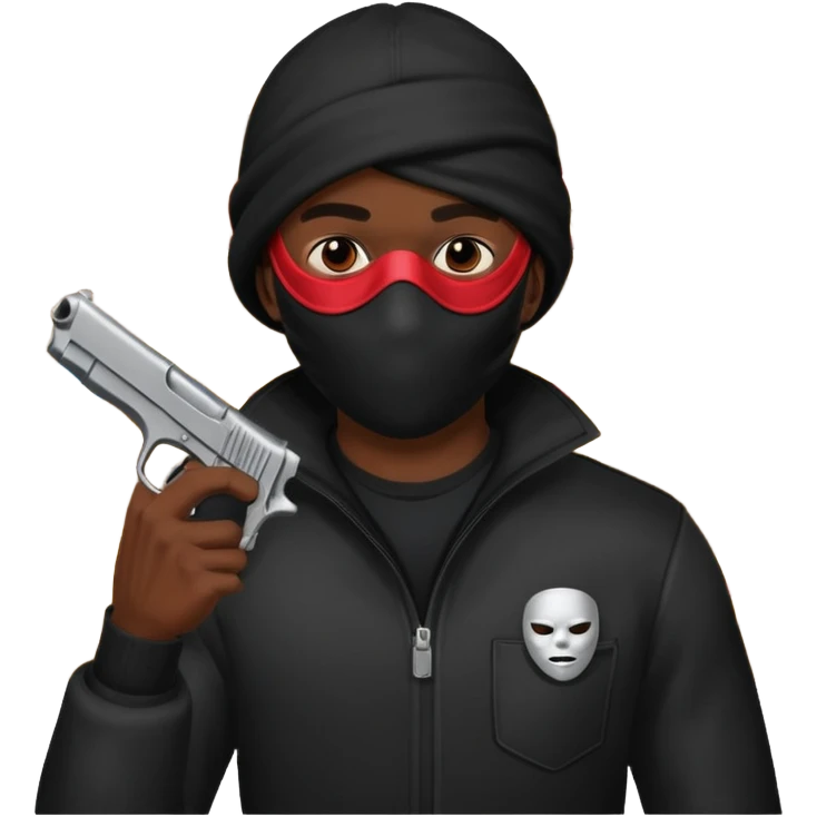 Make a black guy robbing store with pistol emoji