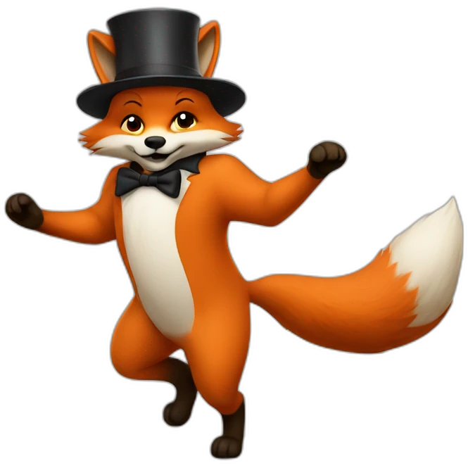 Fox with tophat dancing emoji