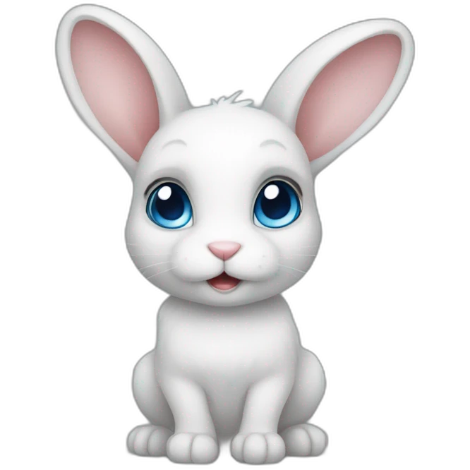 A cute small bunny with short ears and blue-grey eyes emoji