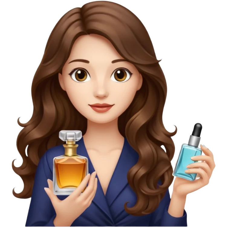 Half body pretty long hair woman holding 1 parfume emoji