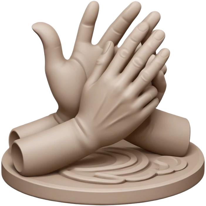Sculpting icon, clay being shaped by hands, sculpting tools, unfinished sculpture, textured surface, minimalistic style, clean lines, transparent background. emoji