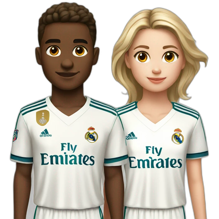 Boy and girl in real madrid jersey emoji
