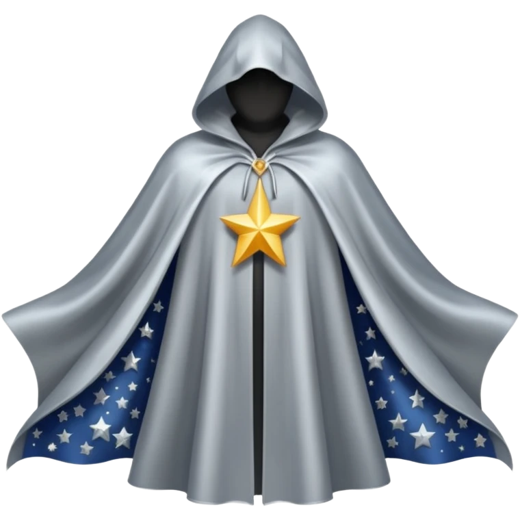 a fantasy  magic, silver color with star pattern cloak emoji