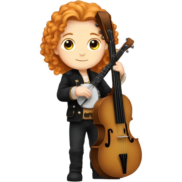 Antonio Vivaldi adult ginger hair chibi standing banjo  emoji
