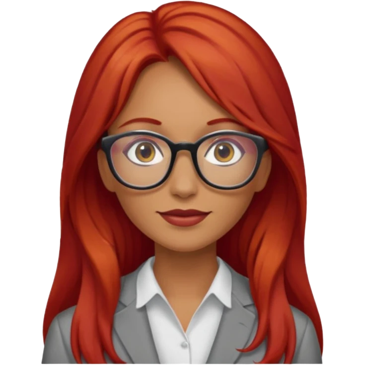 Una mujer con pelo rojo y lentes trigueña pelo largo emoji
