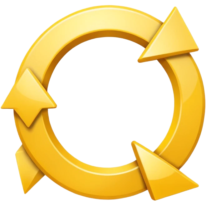 Prompt 15: "Is your backup plan."
Graphic: 🔄 Refresh/loop arrows icon (white with yellow highlights).
Animation: Arrows rotate smoothly.
Background: Transparent. emoji