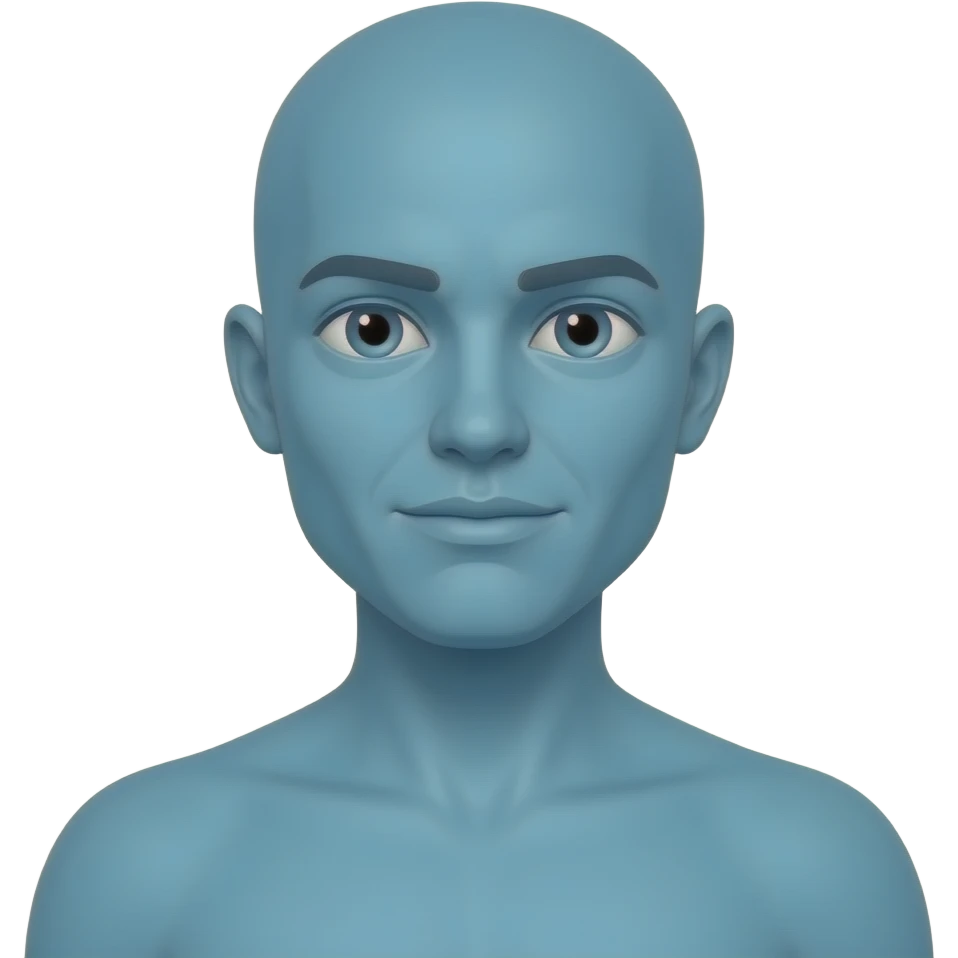 Cyan color male body white eyes emoji