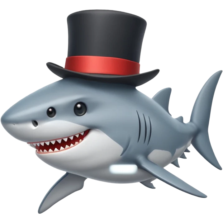 Shark with a top hat emoji