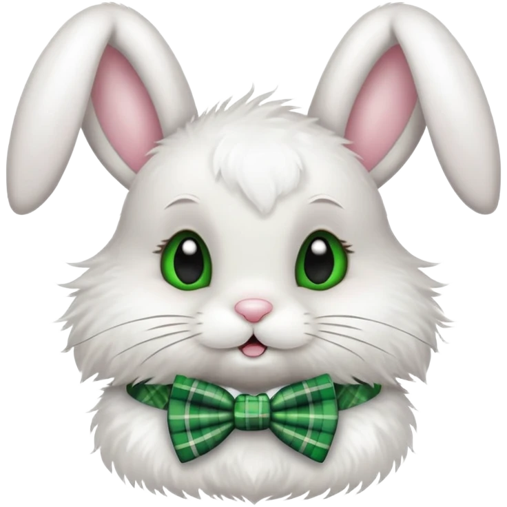 cute Easter bunny with a green plaid bow tie emoji