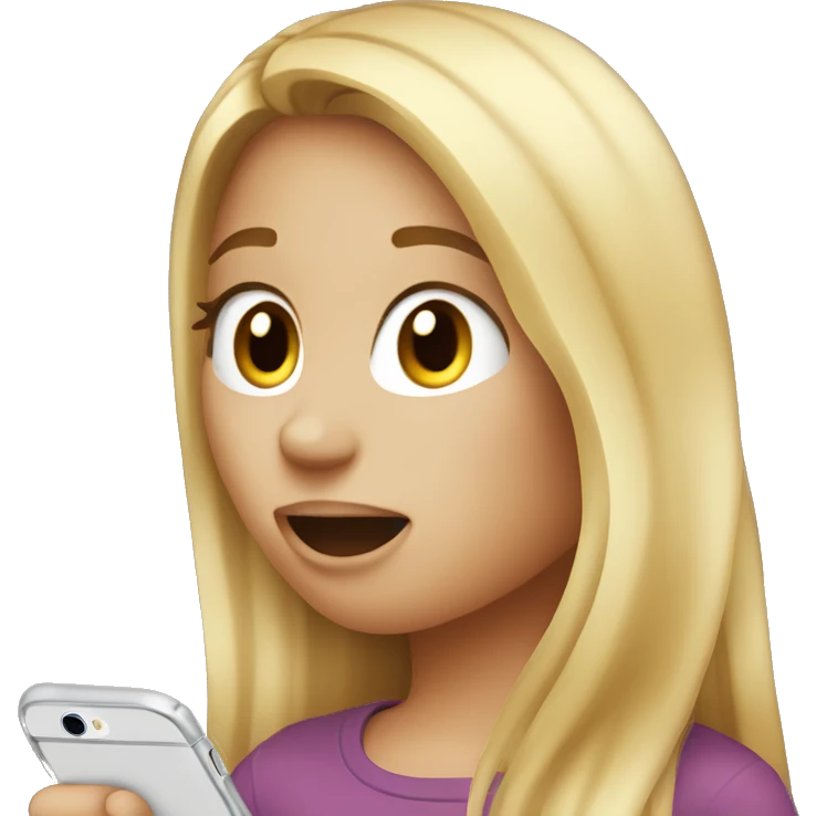 Girl with long blond hair recording a voice message on her iPhone emoji