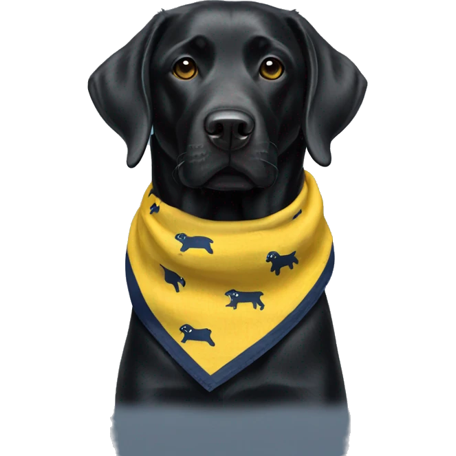 Black Labrador wearing Michigan color bandana emoji
