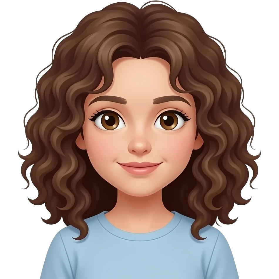 Fille ado avec les cheveux brun bouclé emoji
