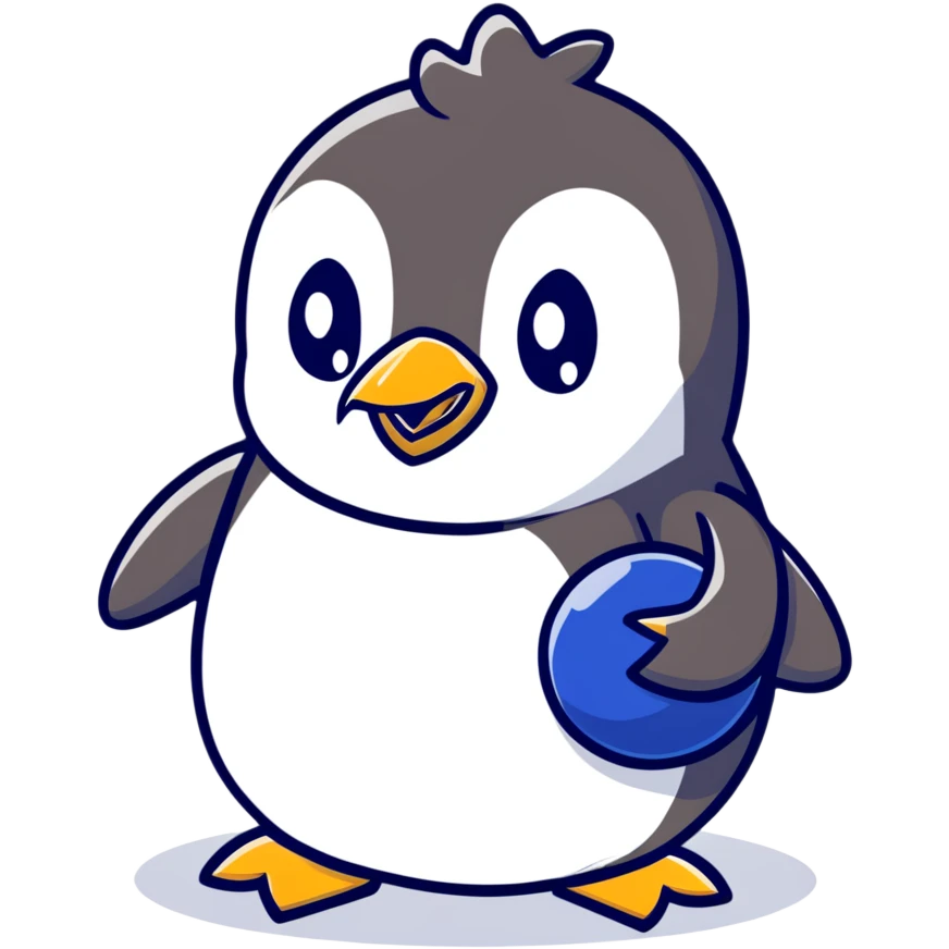 penguin with a ball emoji