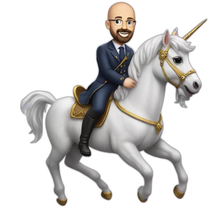 Charles Michel on a unicorn emoji