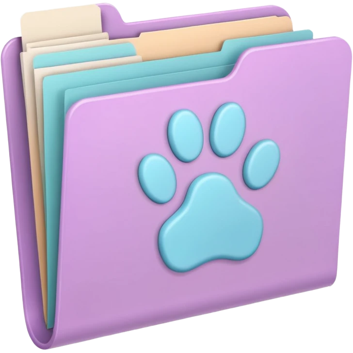 a pastel folder of documents with a pawprint on it emoji