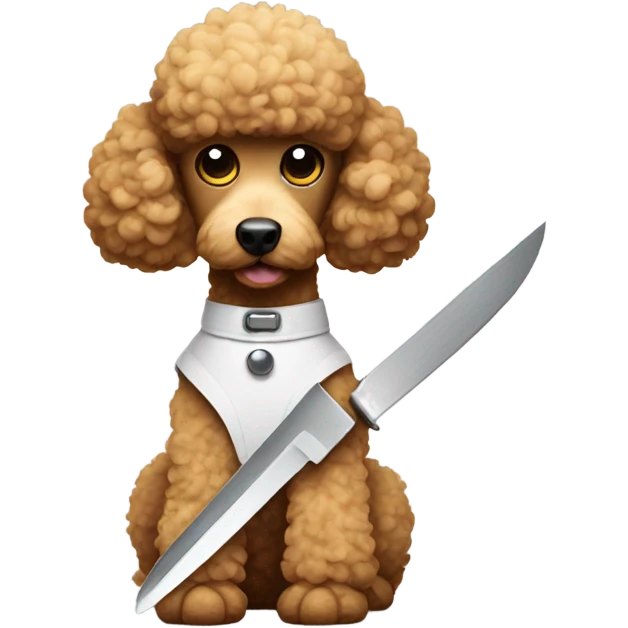 poodle holding a knife emoji