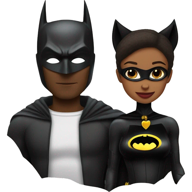 Batman and african american catwoman in love  emoji