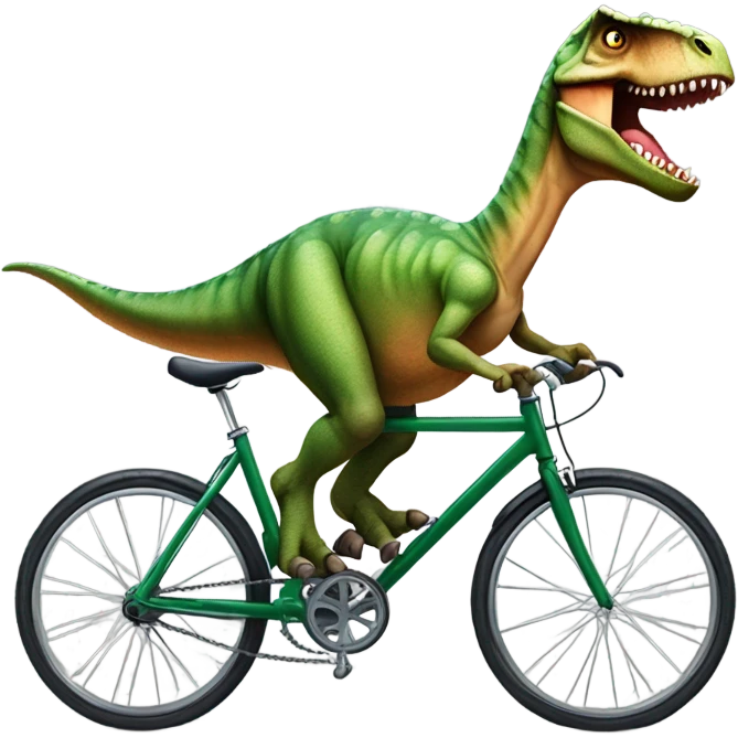 Dinosaur riding a bicycle emoji