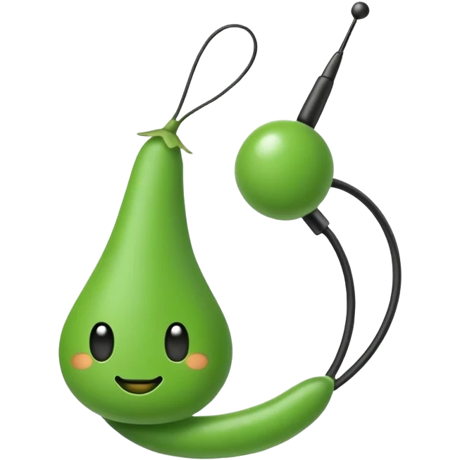 green pea in the style of reddit logo snoo with antenna emoji