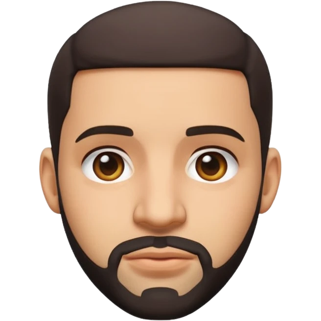 Create an iOS-style emoji of deake. Neutral facial expression, no emotion. Front-facing head only, clean Apple emoji aesthetic, smooth shading, simple shapes, no text, no accessories, plain background. emoji
