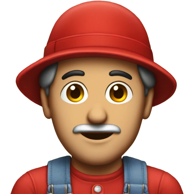 A Italian man with a red hat with a M on it and he has blew overalls emoji
