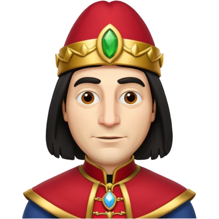 lord farquad avec un chapeau rouge et une bordure dorée pres du crane emoji