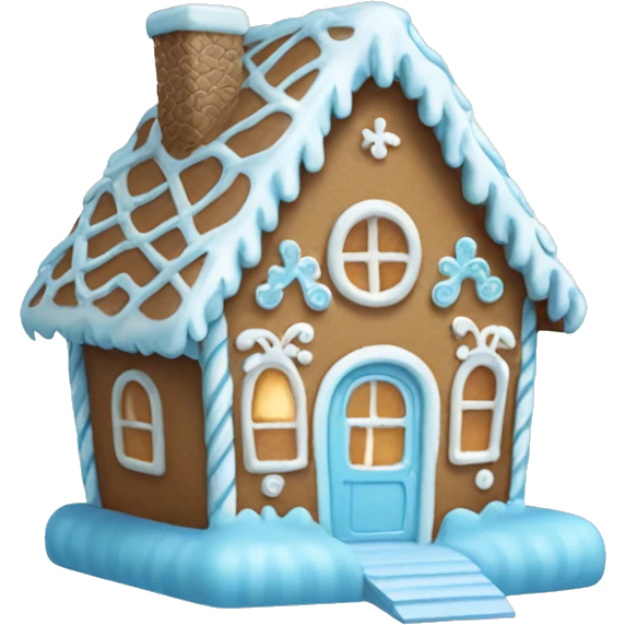 Cosy light blue gingerbread house  emoji