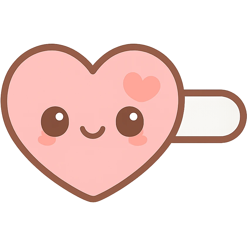 hairclip in heart shape, kawaii style, pastel colors, cartoon, isolated, no hair emoji