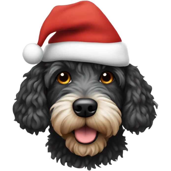 Spoodle wearing Santa hat emoji