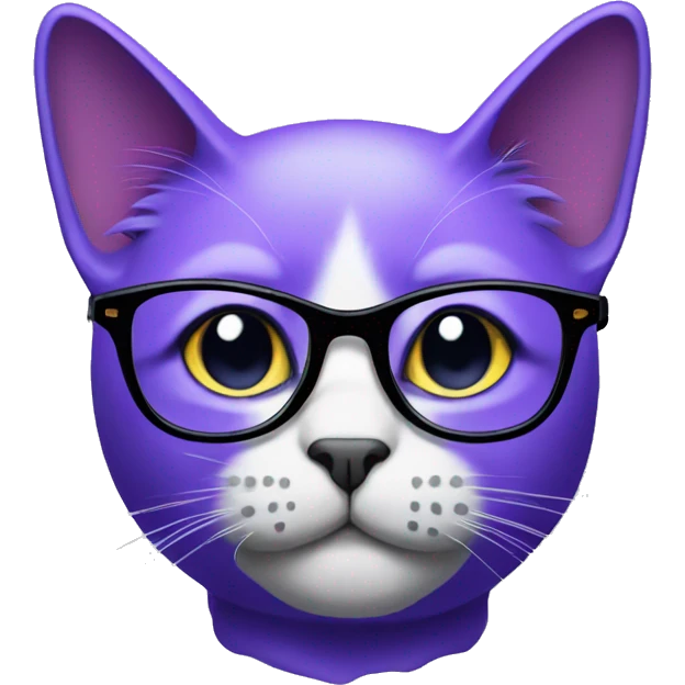 purple cat as designe, with glasses emoji