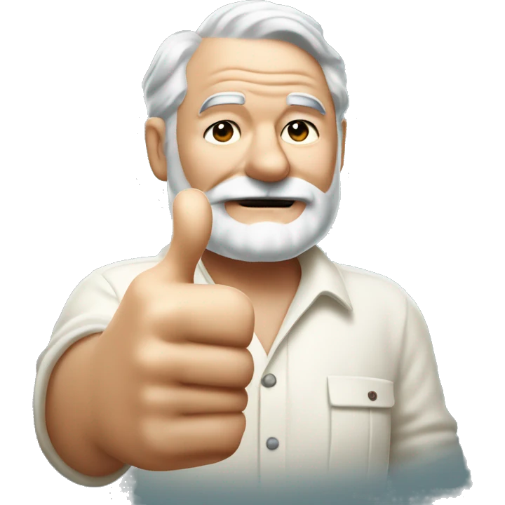 Ernest Hemingway with one thumbs up emoji