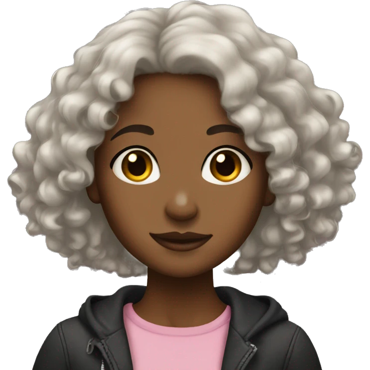 brown skin girl with black curly hair  emoji