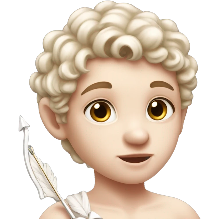 Realistic pale Cupid holding his heart arrow and bow emoji