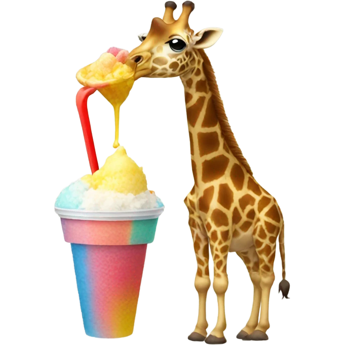 Giraffe eating shave ice emoji