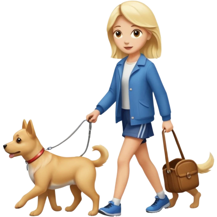 Blonde girl walking dog  emoji