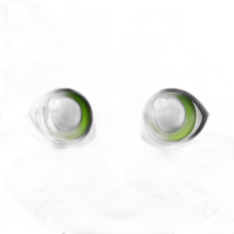 Chubby Striped dark grey female cat with Green eyes and white chest emoji