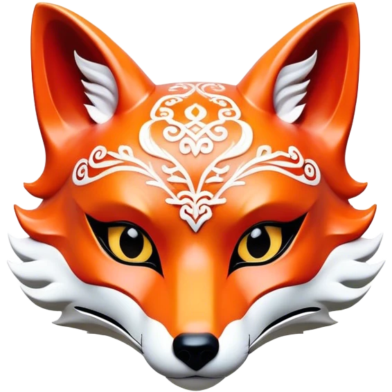 ​Cinematic Realistic Japanese Kitsune Mask, depicted as an intricately carved fox mask with flowing, delicate features and vivid traditional patterns, its mysterious eyes set against a softly blurred background that emphasizes its mystical allure and cultural significance, rendered with detailed textures and refined lighting, emoji