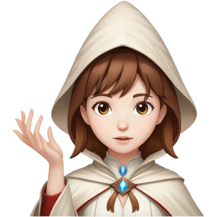 Pretty girl brown hair white mage casting freeze spell emoji