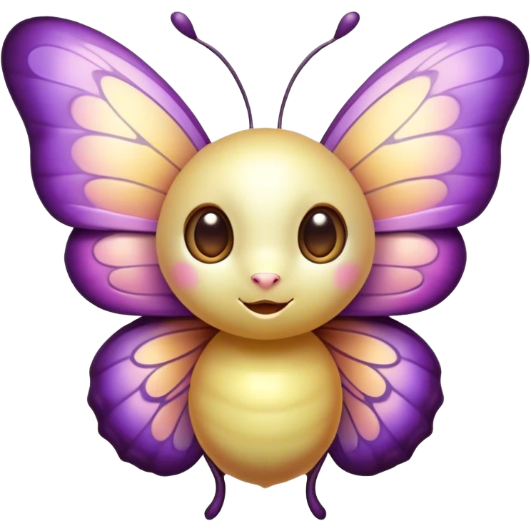 Cinematic Cute Butterfly Portrait Emoji, Head tilted playfully and inquisitively, featuring a charming, petite form with intricately detailed, softly tinted wings and round, sparkling eyes full of gentle wonder, Simplified yet irresistibly adorable features, highly detailed, glowing with a warm, inviting pastel glow, high shine, affectionate and lively, stylized with a touch of whimsical garden charm, soft glowing outline, capturing the essence of a mischievous butterfly that seems as if it could dance out of the screen into your arms! emoji