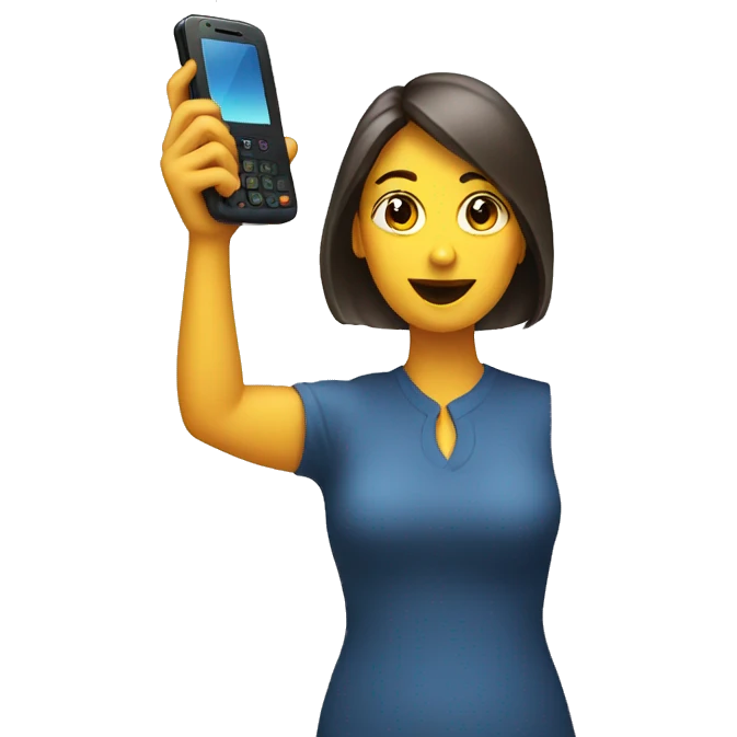 woman showing big phone emoji