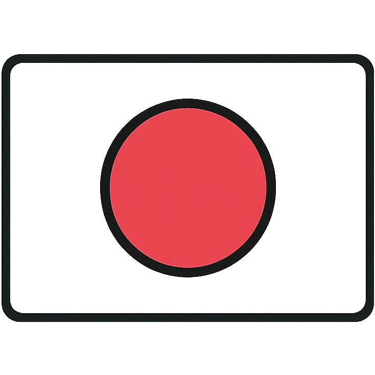 Japan flag flat modern icon style, background #1199FF, white circle in the center, minimal details, clean and simple emoji
