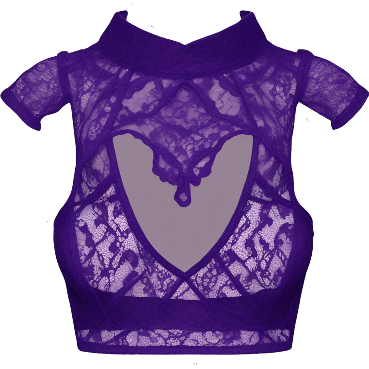 Realistic isolated royal purple high neck shoulder cut out lace blouse. emoji