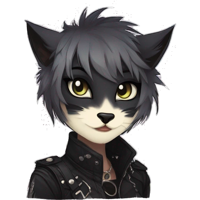 Edgy sharp anthro punk tomboy black cat animal furry by Falvie, LiLaiRa, griffsnuff, AngieWolf emoji