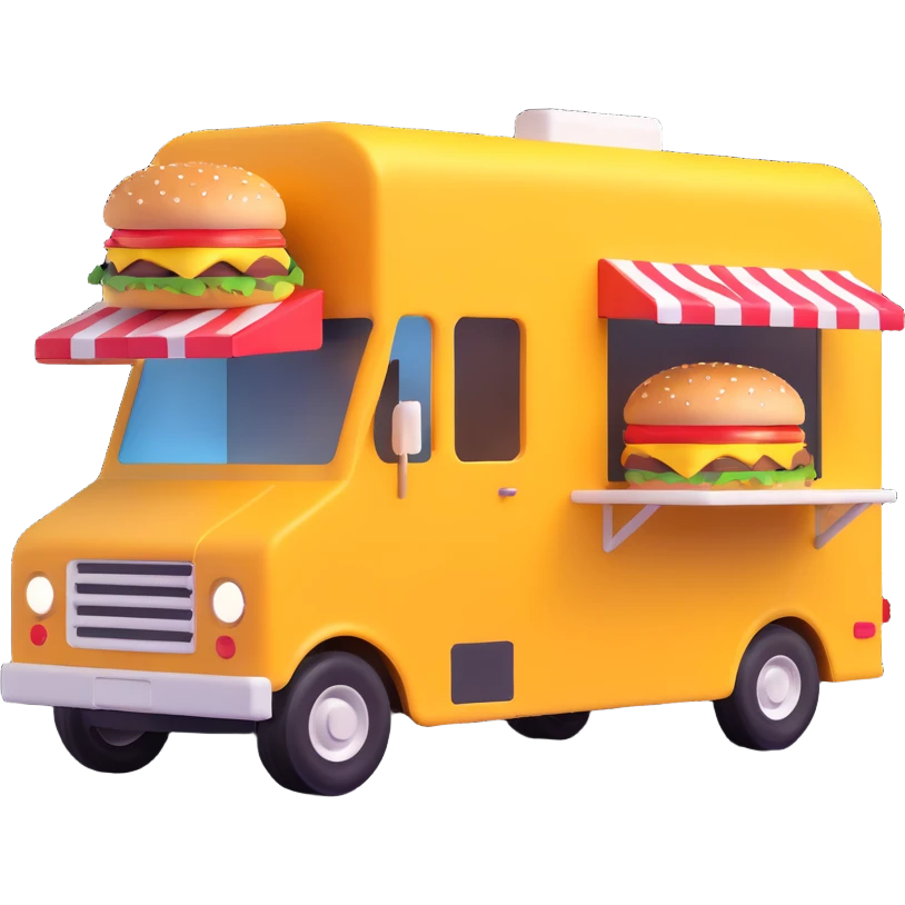 generate me a 3D hamburger food truck emoji