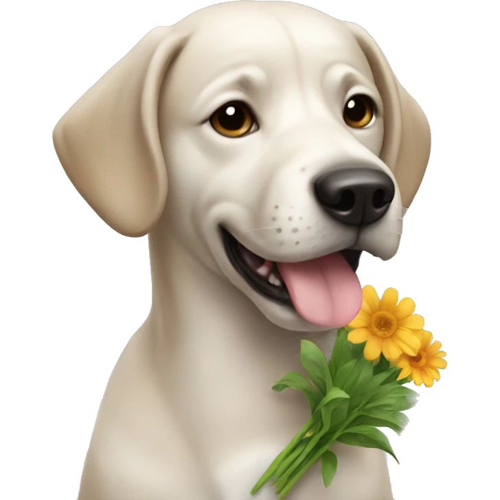 dog having flowers  emoji