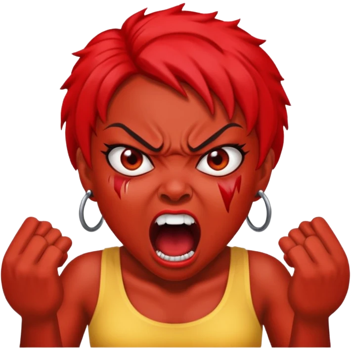 redtsion angry black girl ragebait red face emoji