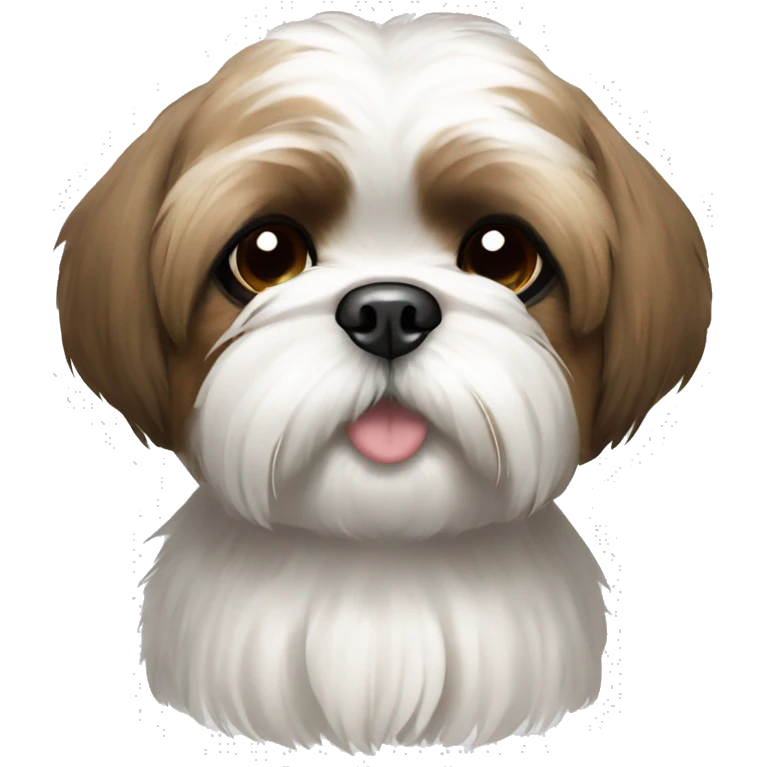 shih tzu with white fur and light brown spots and brown eyes emoji